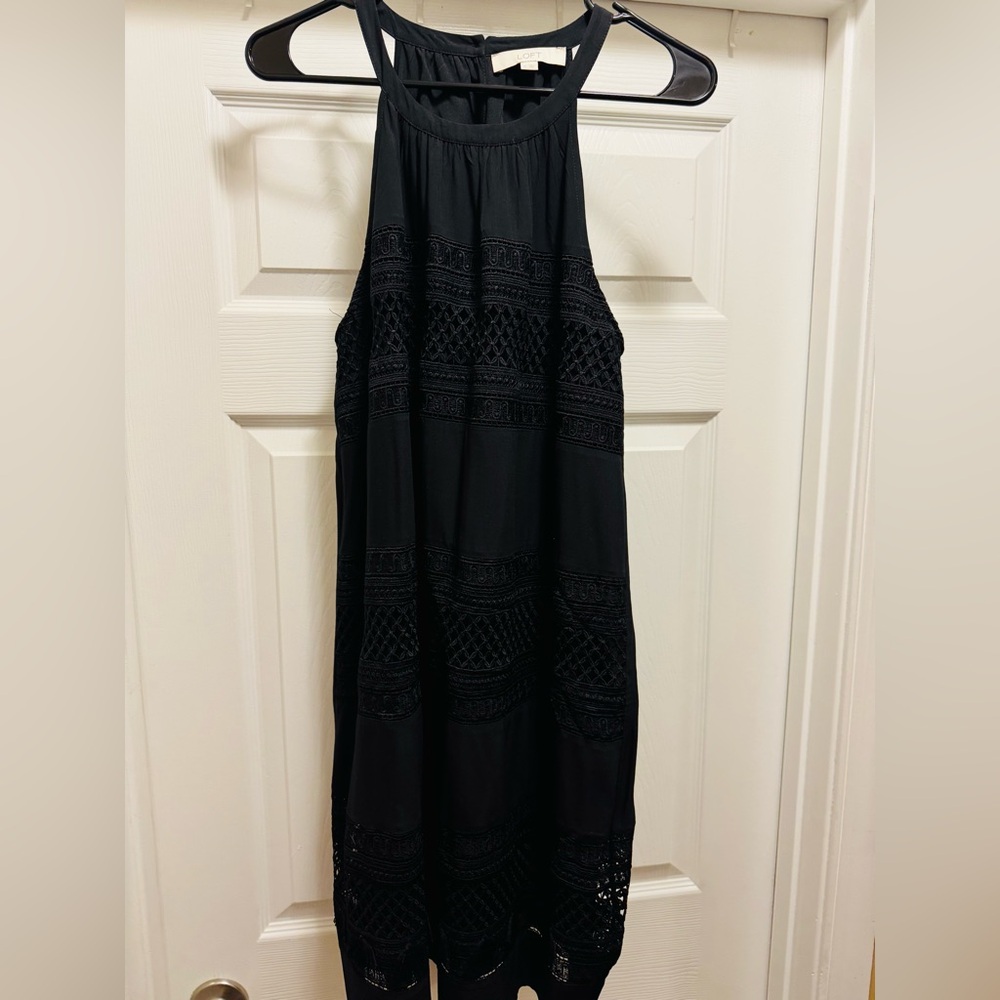 LOFT Black Lace Midi Dress